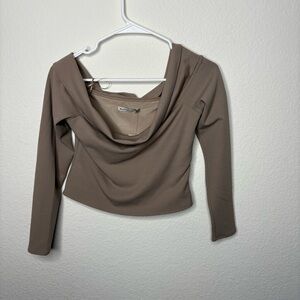 NWT Abercrombie & Fitch Taupe off shoulder Long Sleeve Blouse